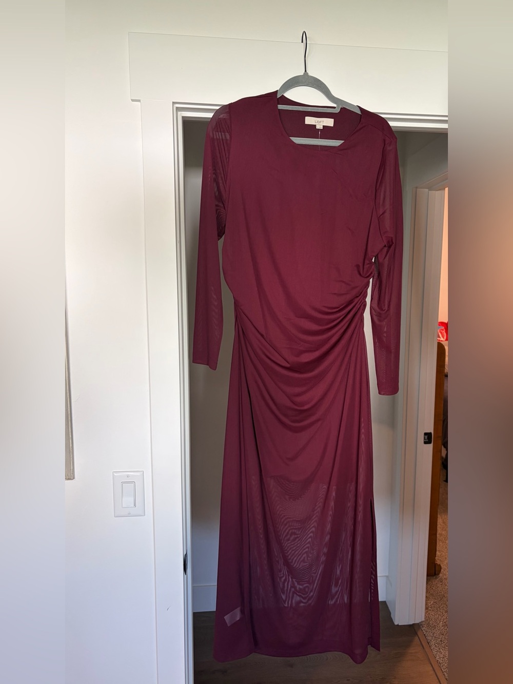 Mesh Ruched Midi Dress